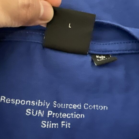 BOSS Hugo Boss Shirt Men Large Blue Short Sleeve Slim Fit Solid Spellout Tee - Picture 4 of 11